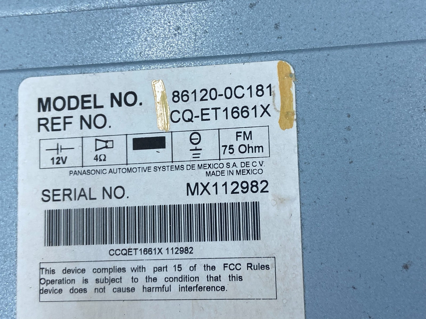 2007 to 2013 Toyota Tundra AM/FM OEM Radio CD Player AA8175 DG6