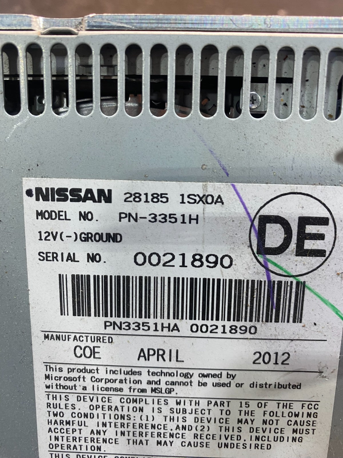 2011 - 2014 Nissan Murano AM FM Radio CD  Player Panel Oem AC2695 DG6