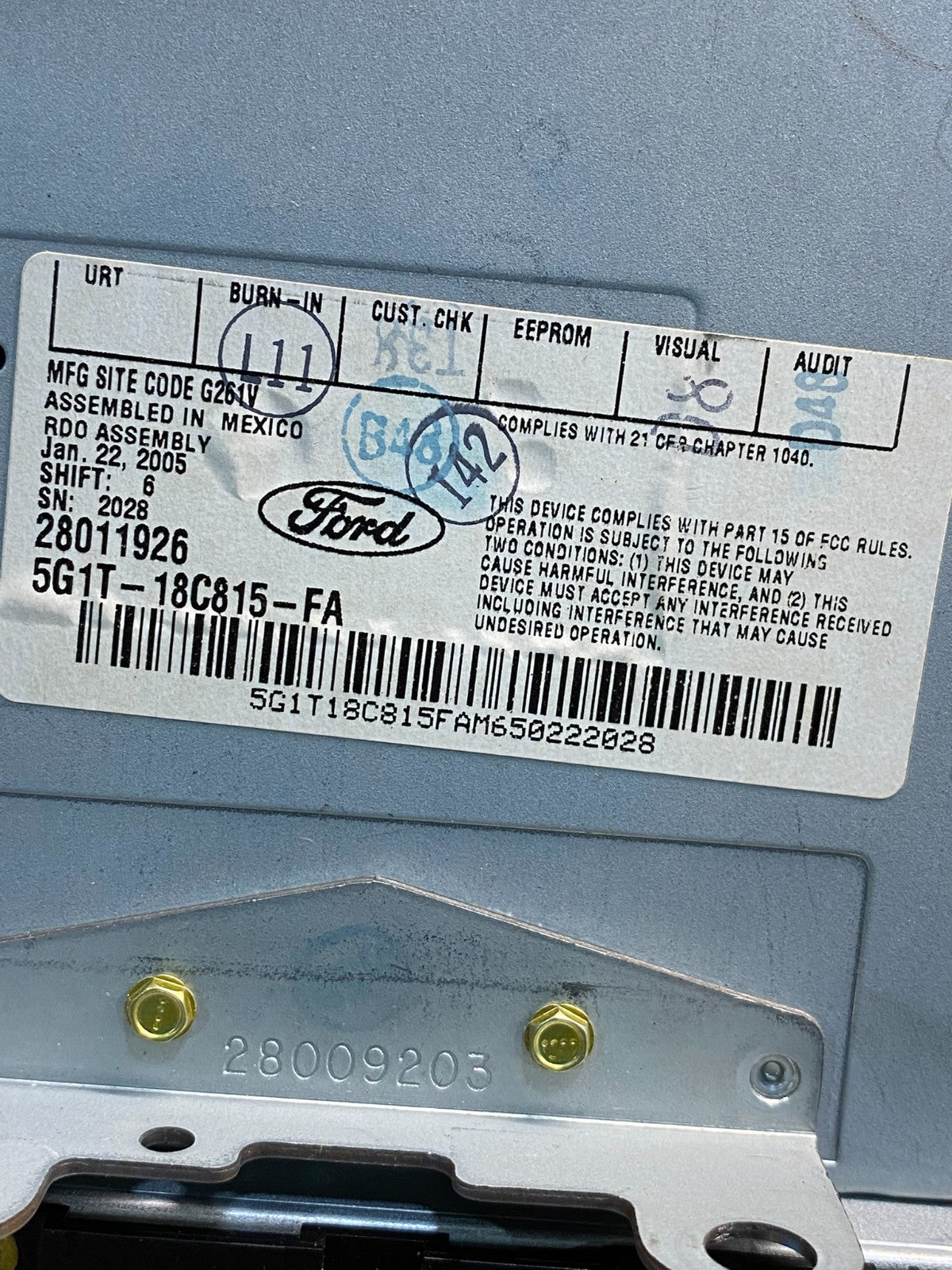 2005 to 2007 Ford Five Hundred Montego Radio CD Player ai7455 DG6