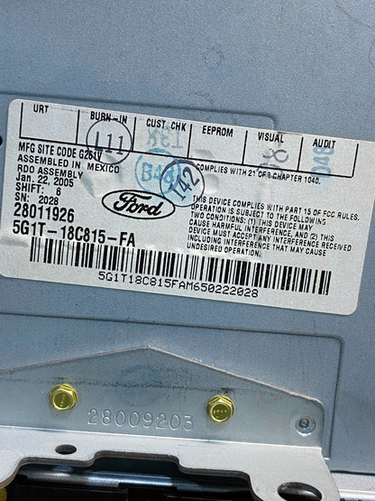 2005 to 2007 Ford Five Hundred Montego Radio CD Player ai7455 DG6