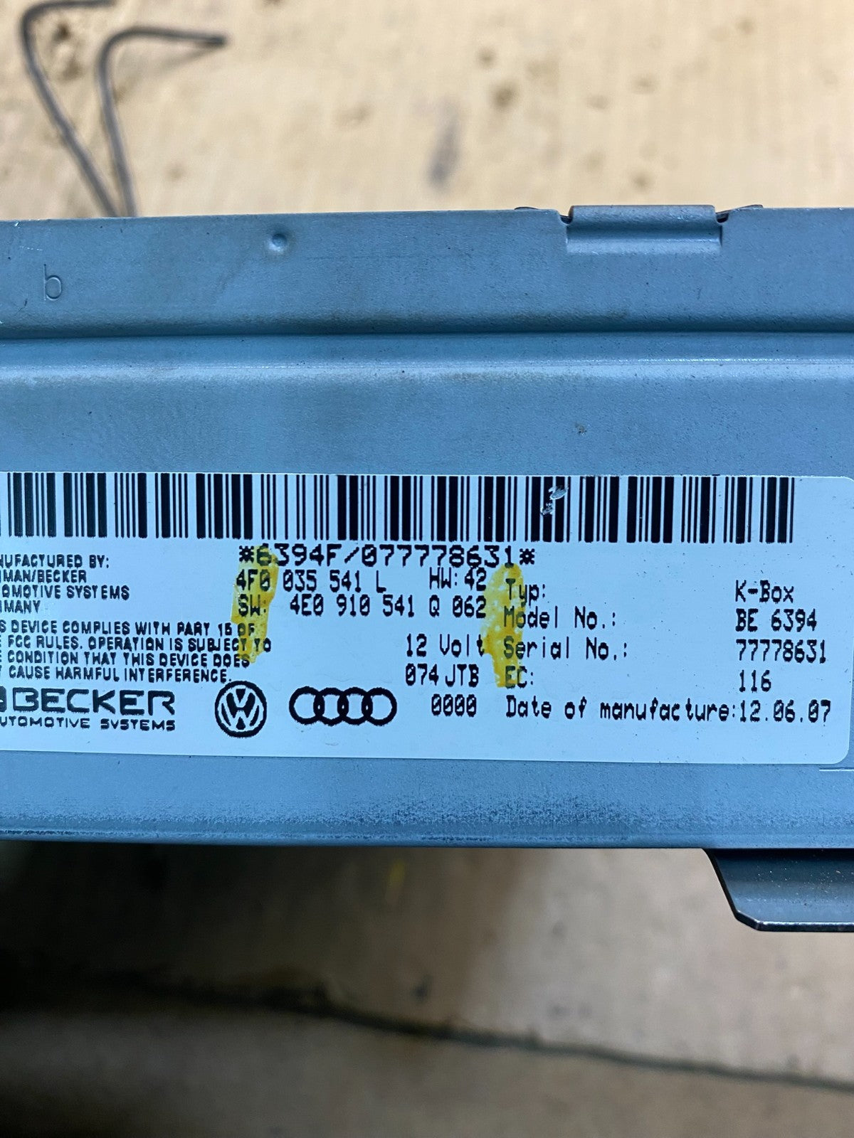 2005 - 2012 Audi A5 A6  Radio Audio Becker Receiver  Oem AB0405 DG4