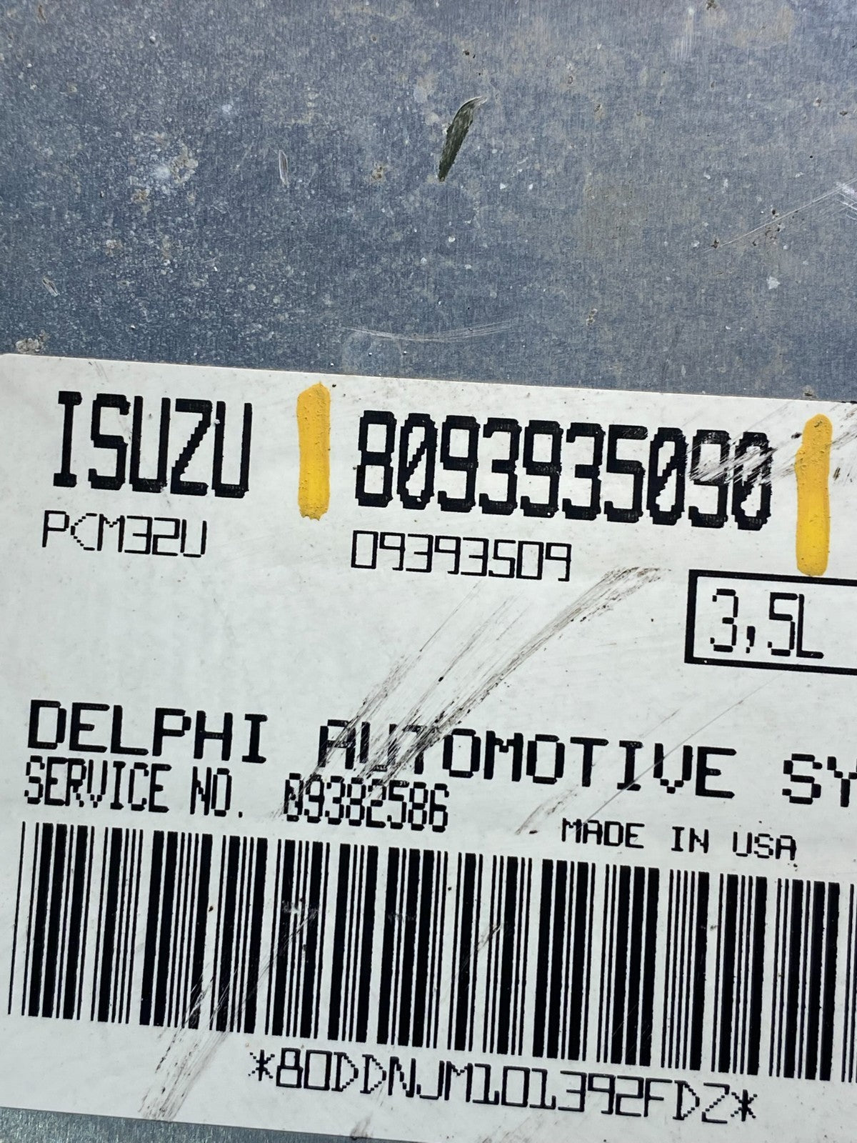 2001 Isuzu Trooper ECU ECM Engine Control Computer 8093935090 AE0061 DG2