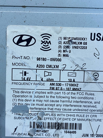 2007 to 2009 Hyundai Santa Fe AM/FM Radio CD Player AG6004 DG6