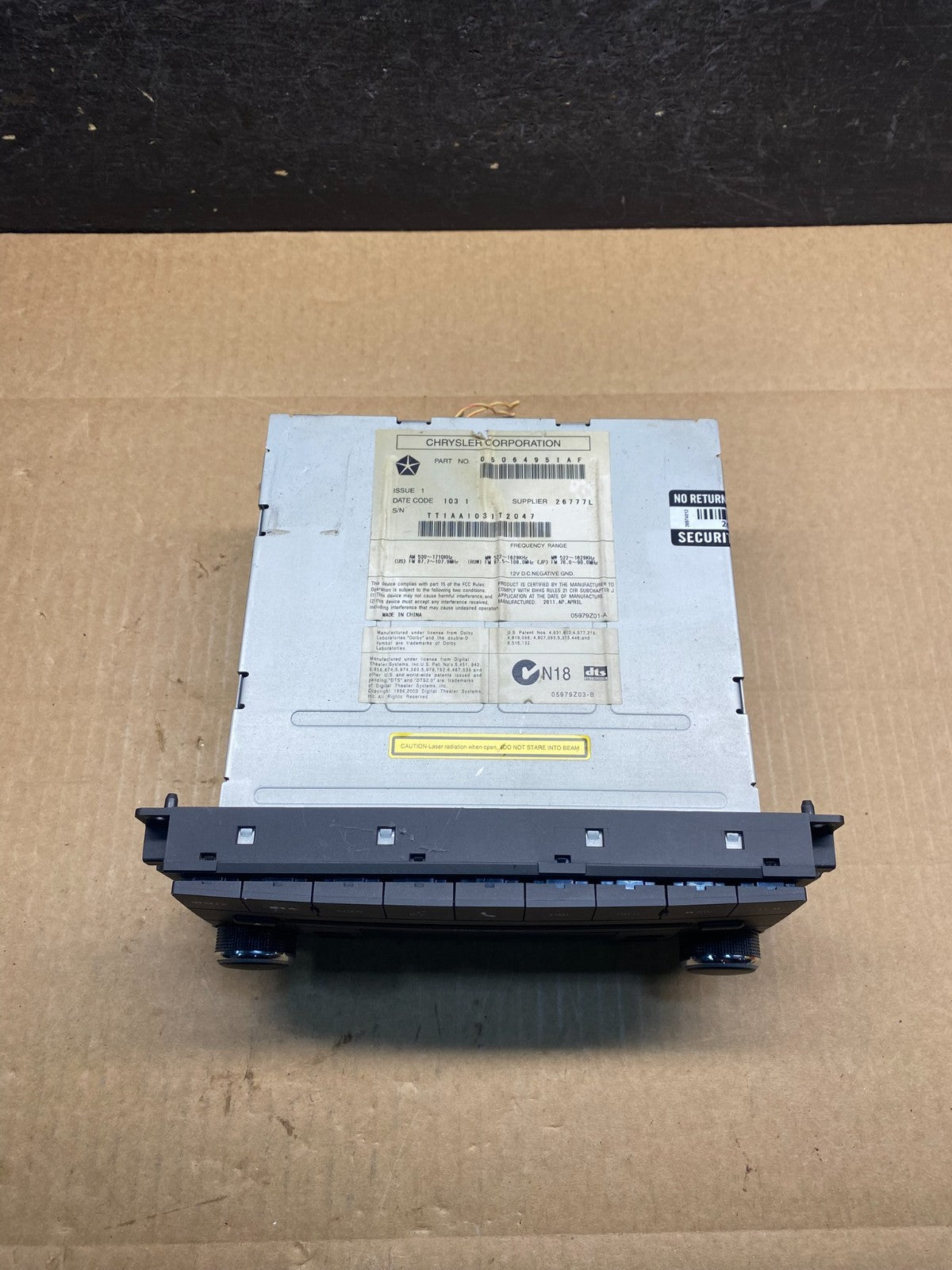 2007-2012 Chrysler Dodge Jeep Ram Radio CD MP3 AUX Receiver AG9520 DG3
