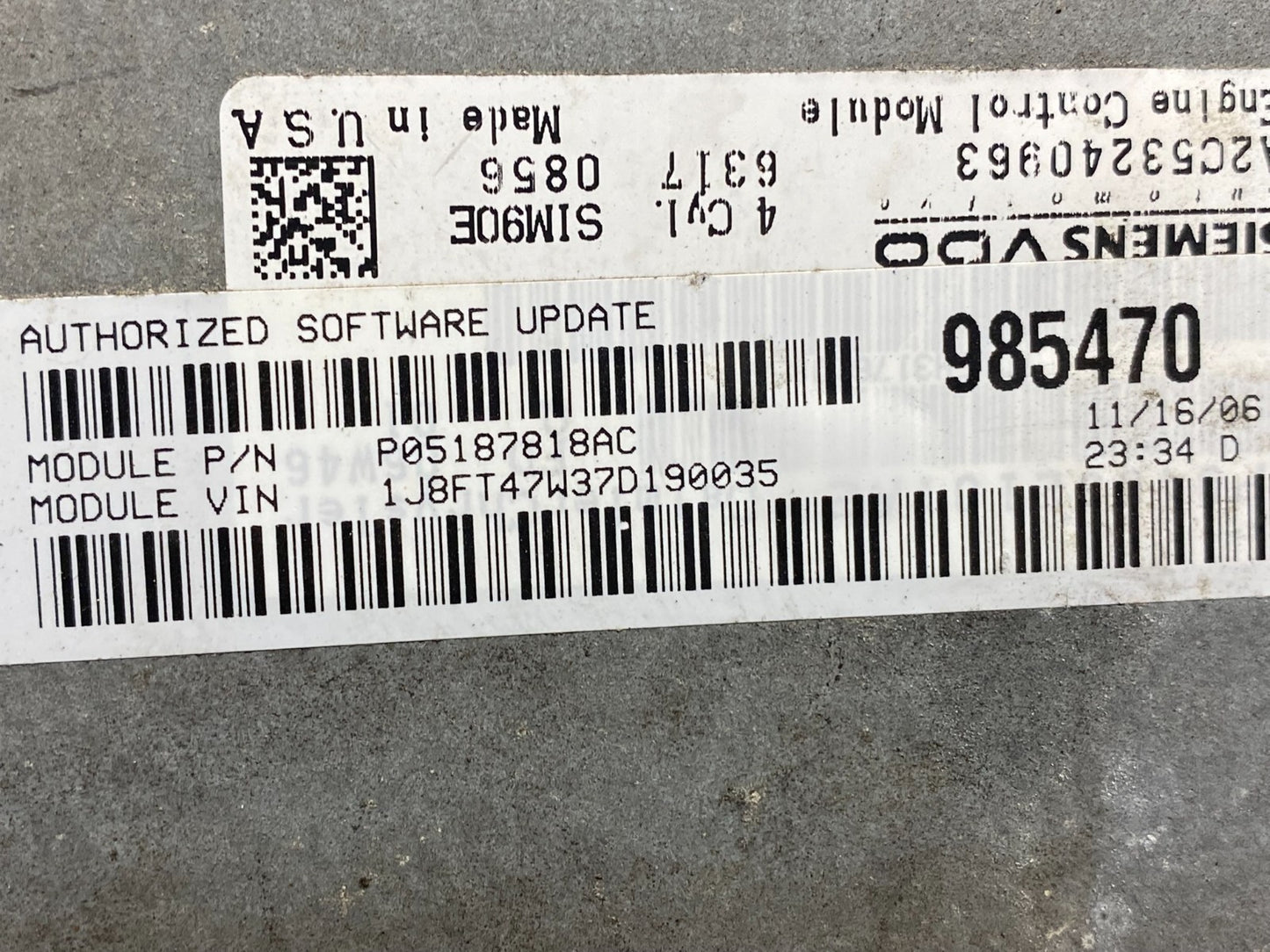 2007 2010 Jeep Compass Patriot 2.4L PCM ECM ECU Engine Computer Module AD9946 DW2