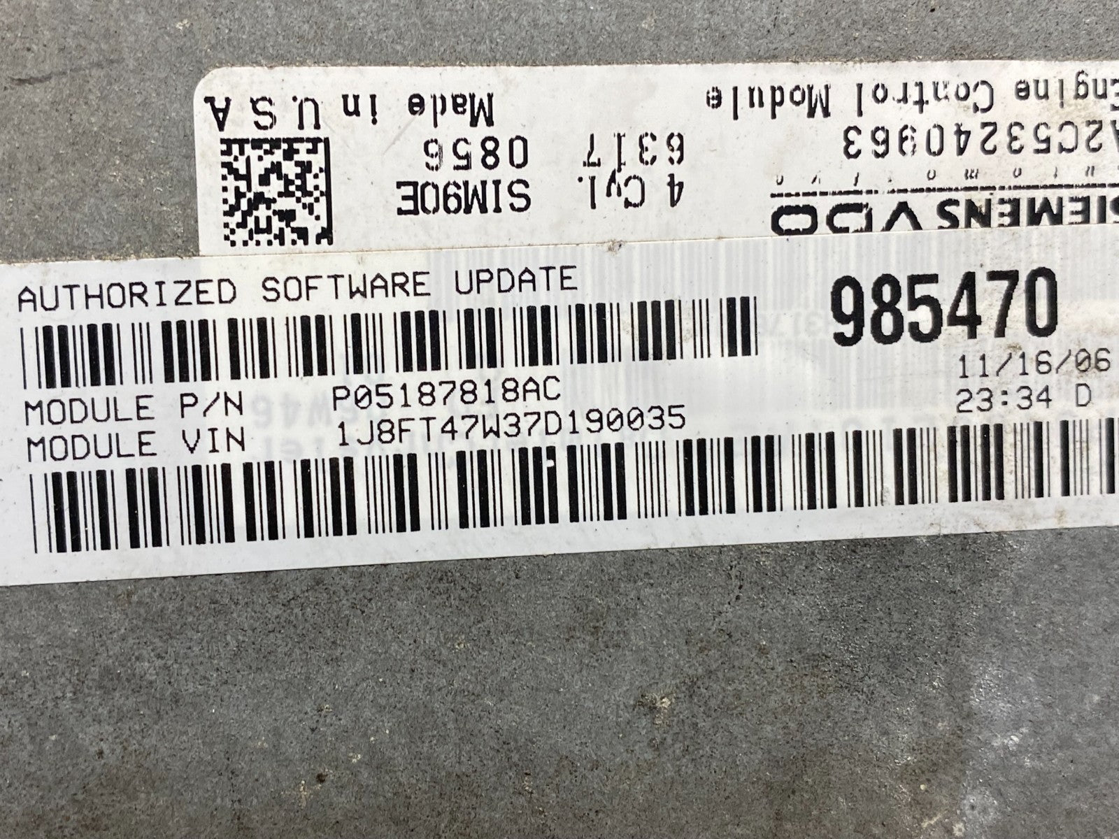 2007 2010 Jeep Compass Patriot 2.4L PCM ECM ECU Engine Computer Module AD9946 DW2