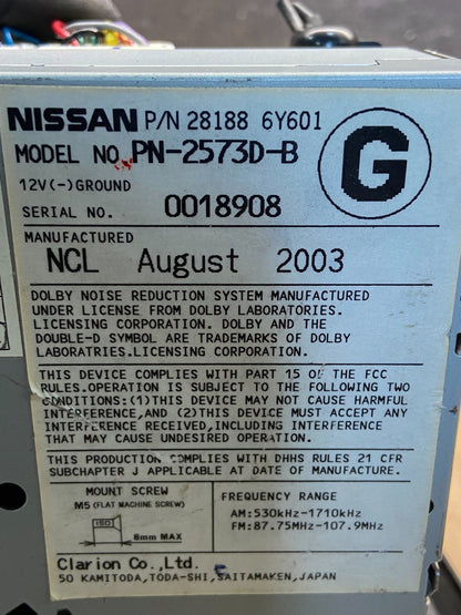 2002 to 2004 Infiniti I35 Radio Receiver AM-FM 6 Disc Bose Audio AG16136