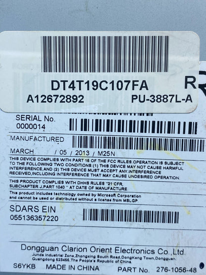 2012 to 2014 Ford Edge AM/FM Radio Reciever aj0509 DG6