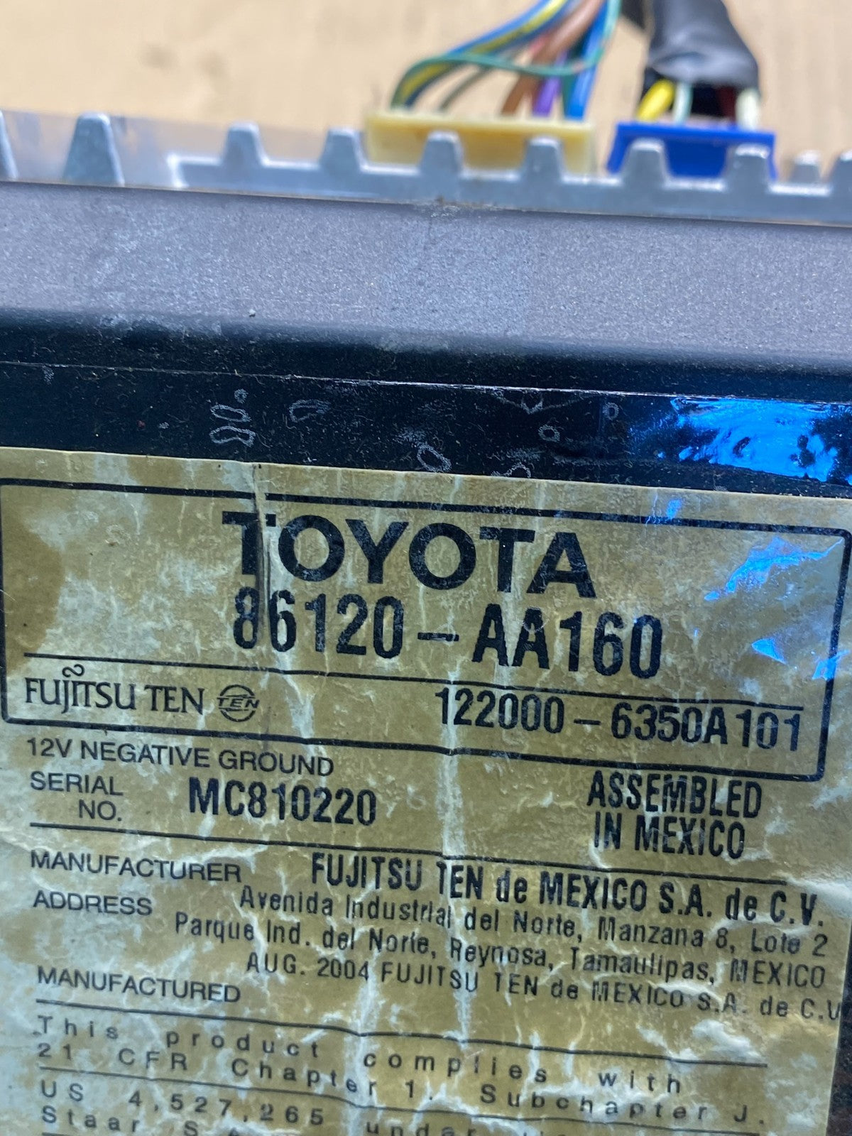 2005 2006 Toyota Camry Radio AM/FM CD Player AI7225 DW6