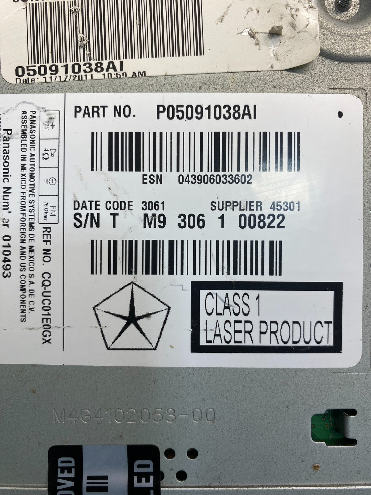 2011 - 2013 Dodge Journey Radio Info Media CD Player Unit AD6597 DG7