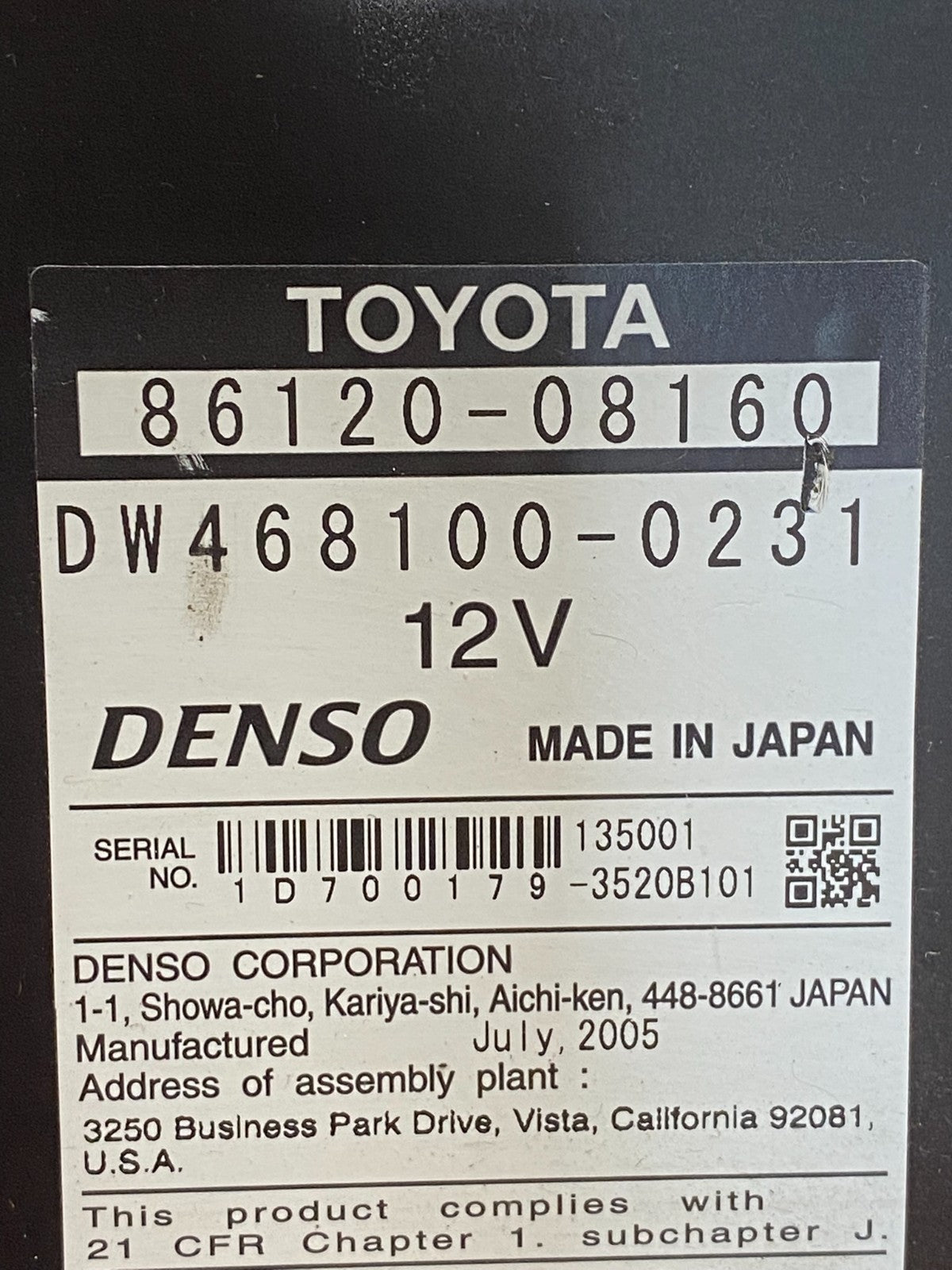 2004 to 2010 Toyota Sienna AM FM CD Mp3 Radio Screen Display AD7615 DG6