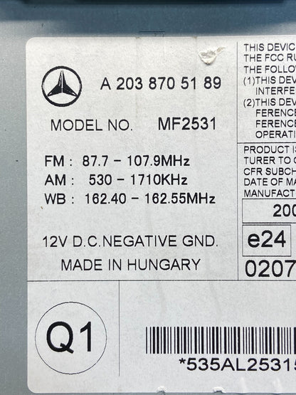 2005 2006 2007 Mercedes W203 C230 C240 Head Radio CD Player Stereo AG1522 DW6