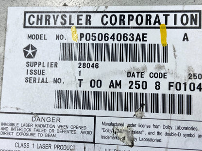 2008 to 2012 Chrysler Town Country DVD Player Receiver OEM u4665  DG5