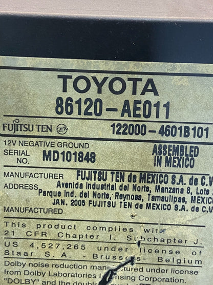 2004 to 2010 Toyota Sienna AM FM CD WMA Mp3 Radio Receiver ae4553 DG6