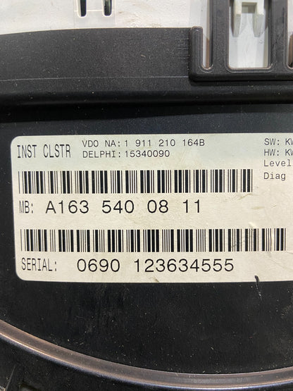 1998-2005 Mercedes W163 ML320 ML430 Instrument Cluster Speedometer Y7434 DG8