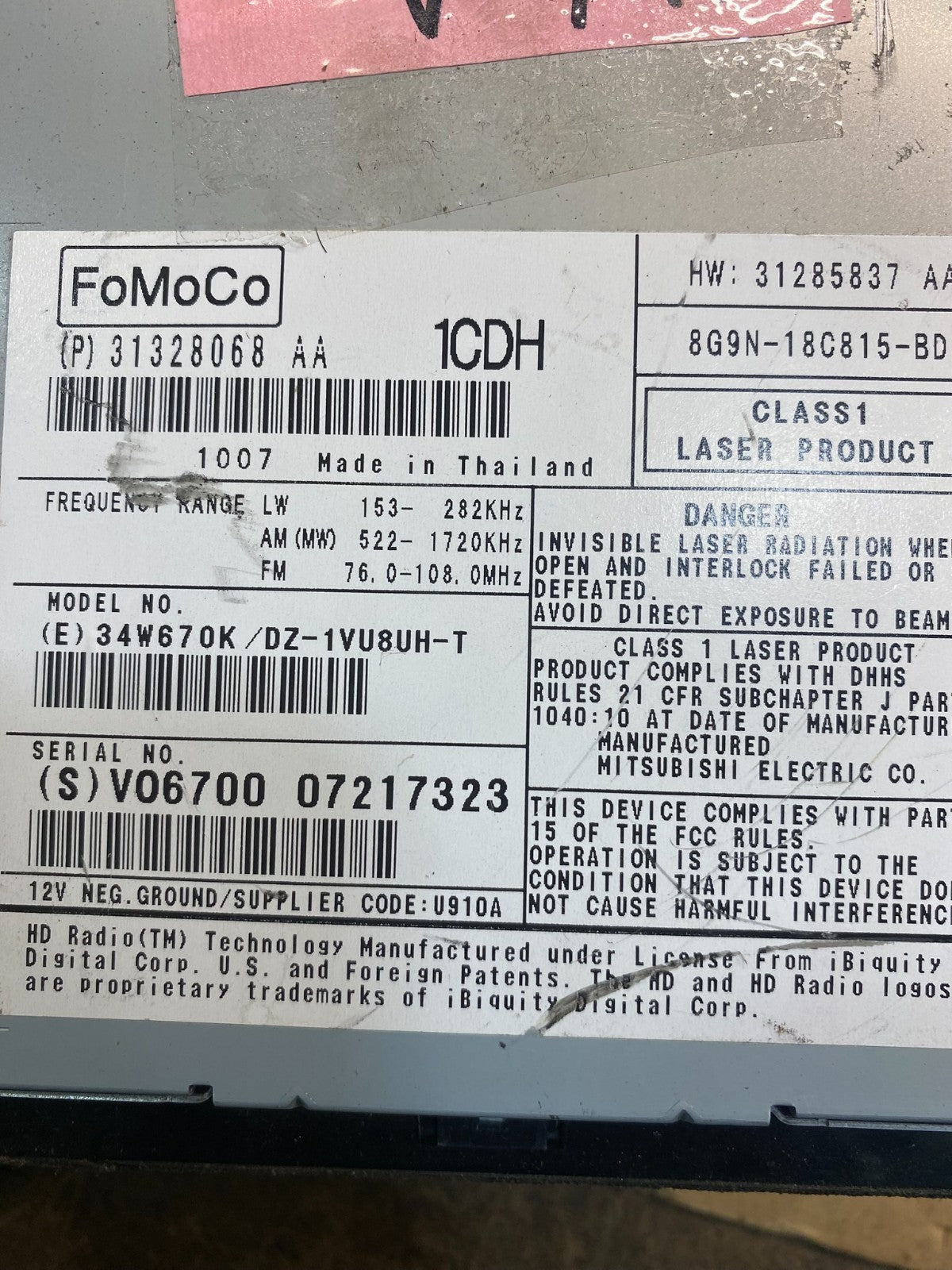 2010 to 2011 Volvo XC60 Climate Control Radio Bezel Panel Trim  Oem AC2796 DG6