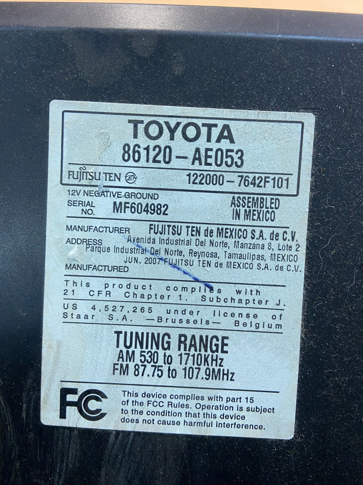 2005 to 2008 Toyota Sienna AM FM CD WMA Mp3 Radio Receiver z8752 DG6