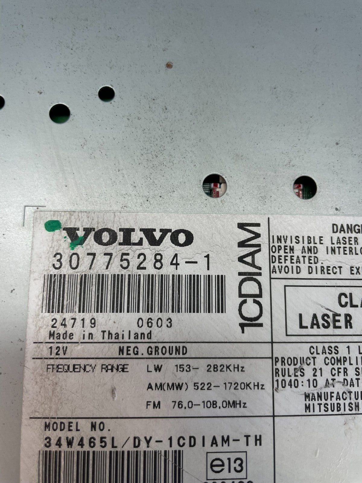 2006 Volvo C70 V50 Radio Cd Player AM/FM Receiver AC4899 DG7