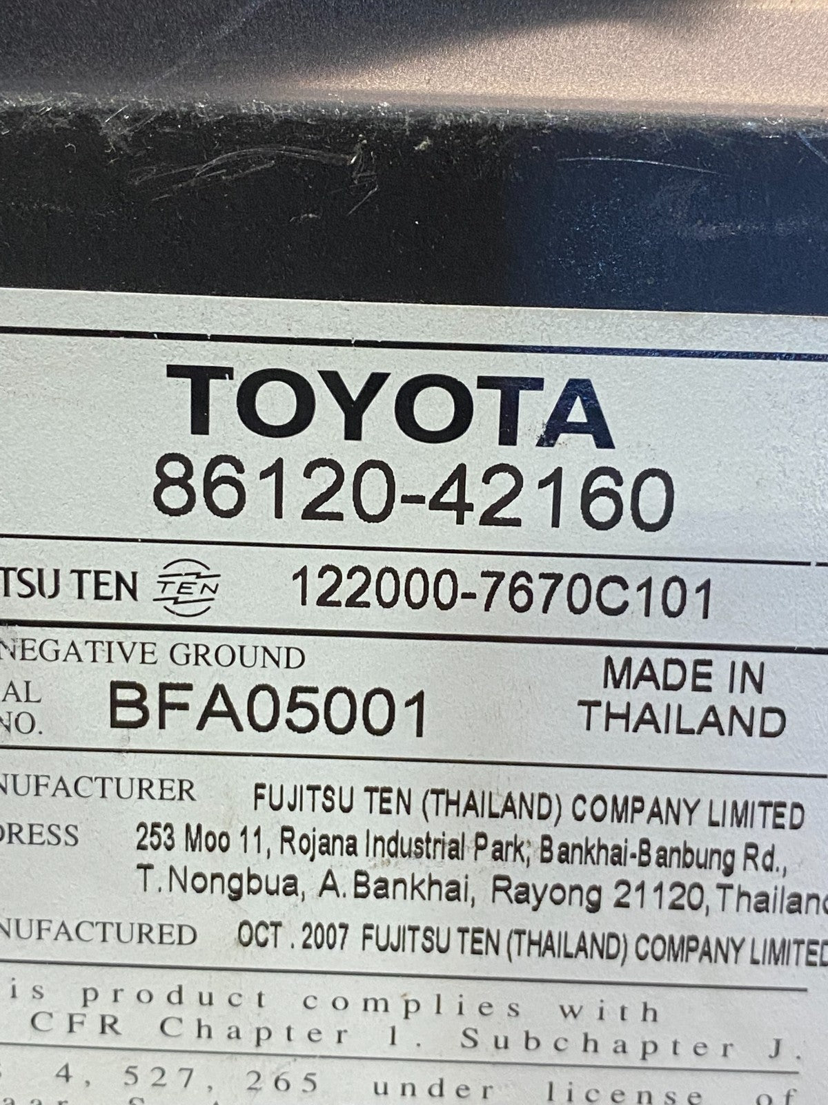 2006 to 2008 Toyota RAV4 Audio Equipment Radio Receiver AD4954 DG6