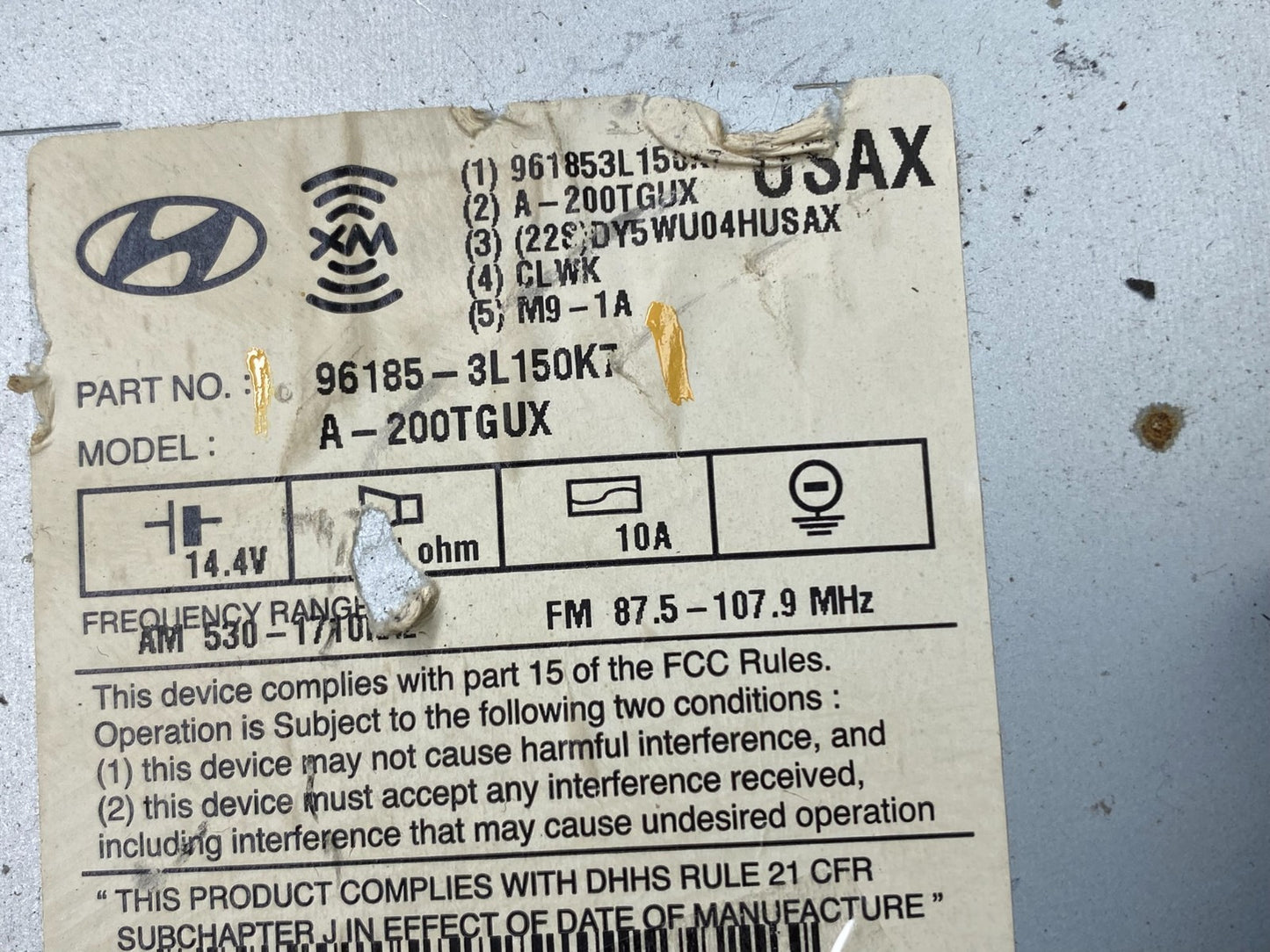 2006 to 2009 Hyundai Azera Audio Equipment Radio Receiver Z9825 DG6