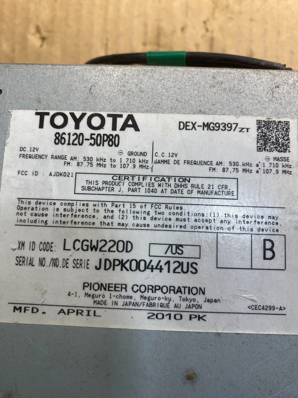 2010 - 2012 Lexus LS460 AM FM Radio Receiver 6 Disc CD Player AB7459 DG6