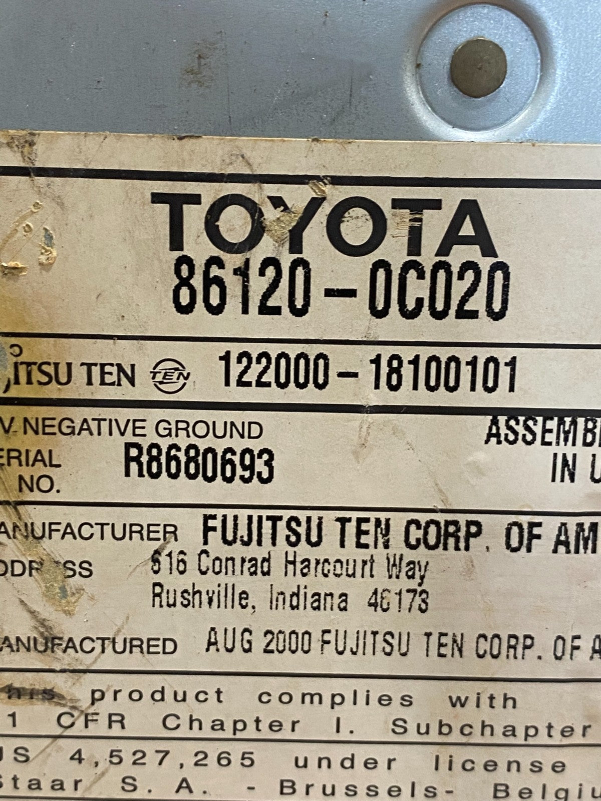 1997 to 2003 Toyota Camry Tundra AM FM CD Radio Player 86120-0C020 AF65766