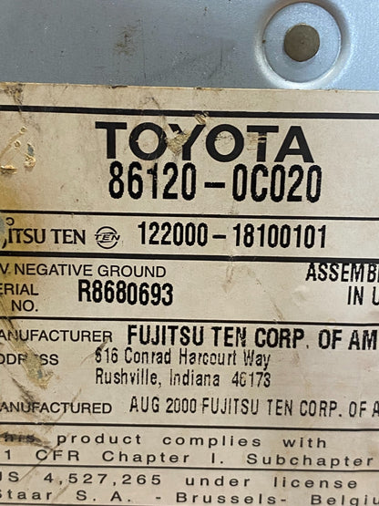 1997 to 2003 Toyota Camry Tundra AM FM CD Radio Player 86120-0C020 AF65766