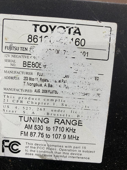 2006 to 2008 Toyota RAV4 Audio Equipment Radio Receiver AB2684 DG8