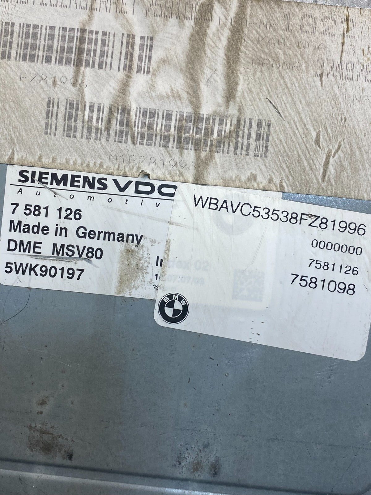 2007 - 2011 BMW 328i 528i E90 ECM ECU Engine Computer 7581126 ah4931 DG2
