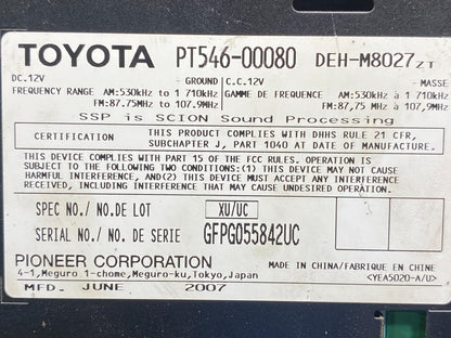 2004 to 2006 Scion TC Pioneer 08600-21800 CD MP3 Stereo Radio ag6028 DG6
