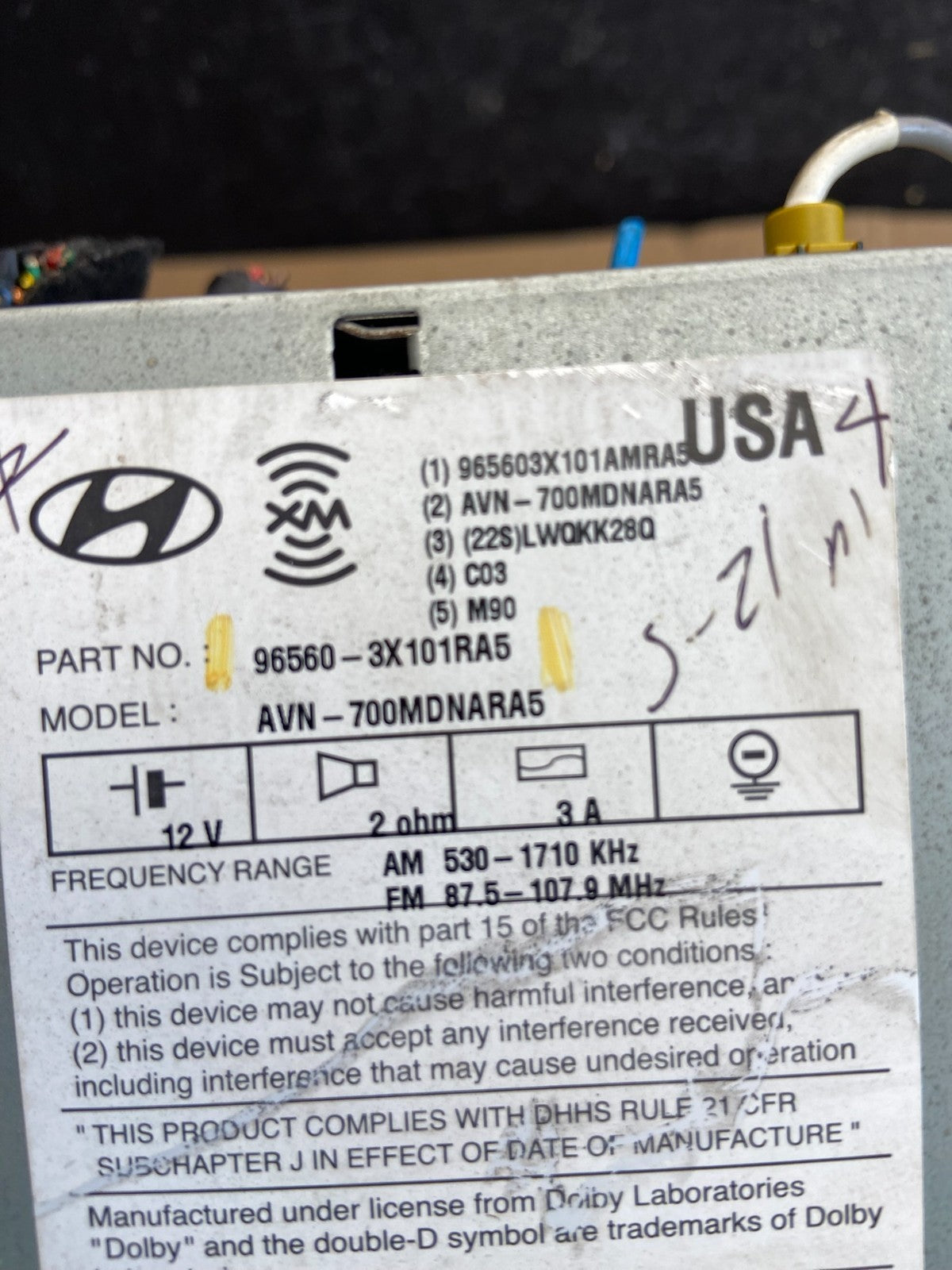 2011-2013 Hyundai Elantra Center Radio CD Plater Screen Display AE4328 DG5