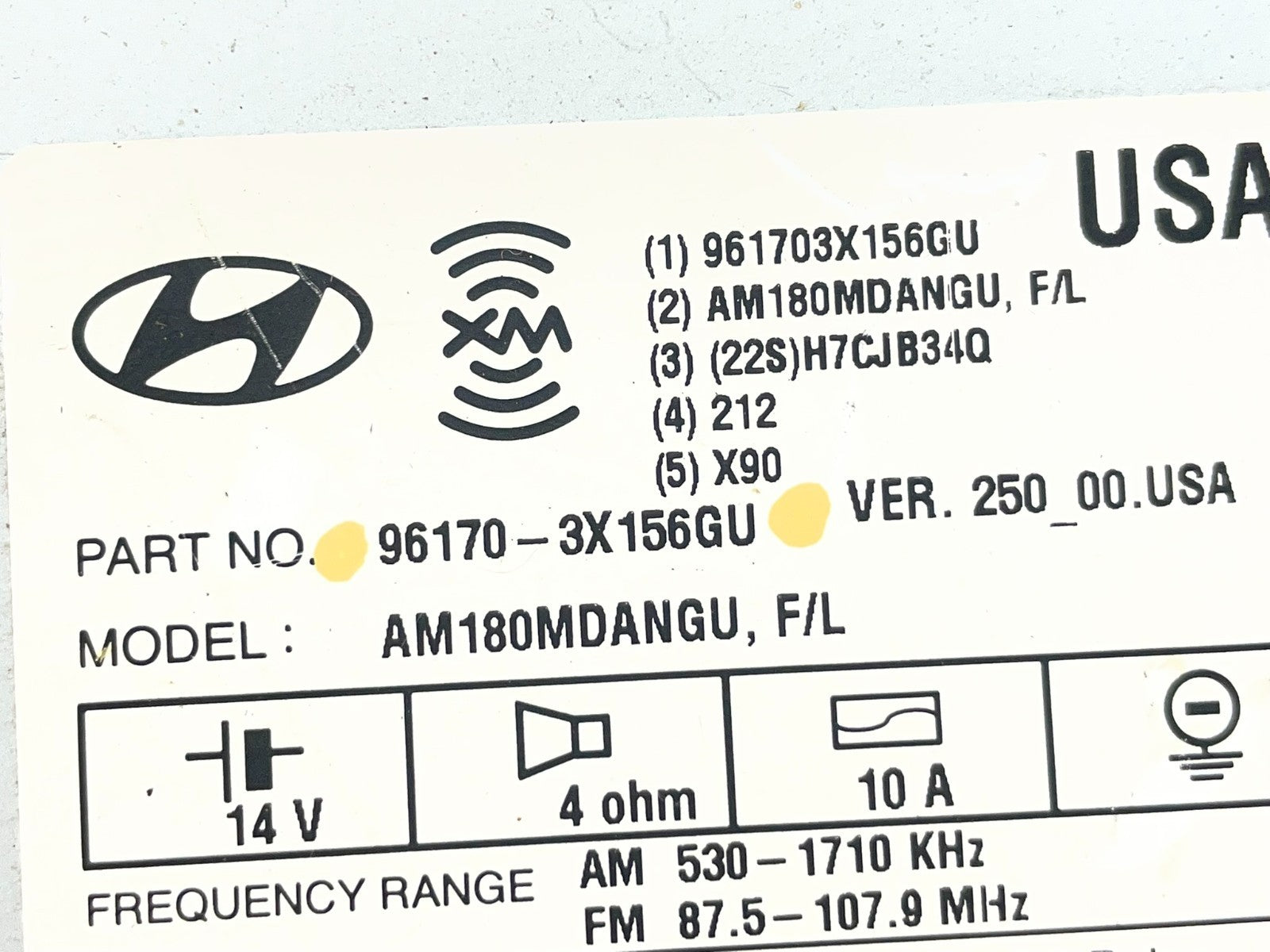 2014 2015 2016 Hyundai Elantra Am Fm Cd Player Radio Receiver AF5579 DG8