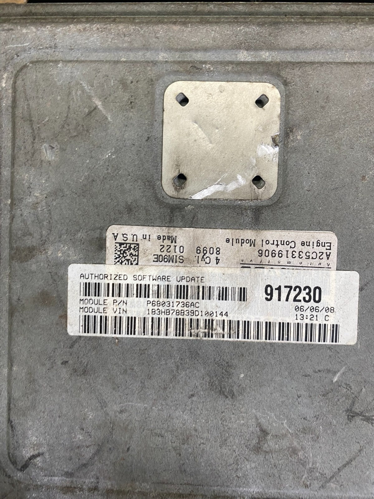 2009 Dodge Caliber Engine Computer Module ECM ECU P68031736AC P6301 DG3