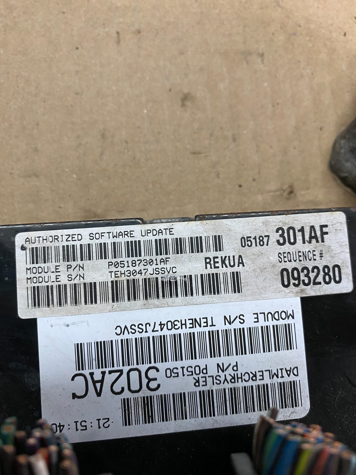 2008 Jeep Grand Cherokee Commander 3.7L Engine Computer p05187301af P02473