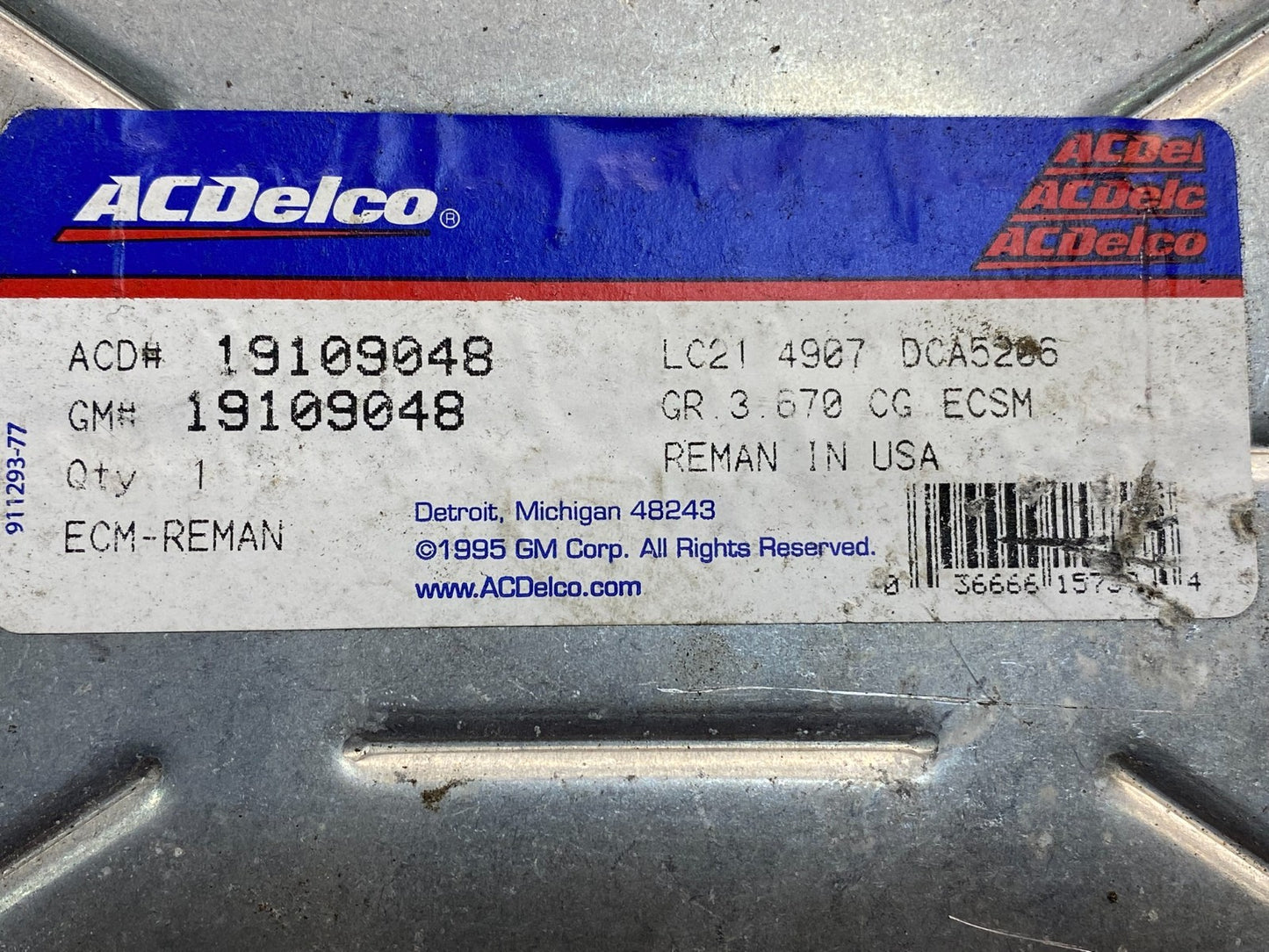 ACDelco Reman ECM Engine Control Module 19109048 AE8010 DG2