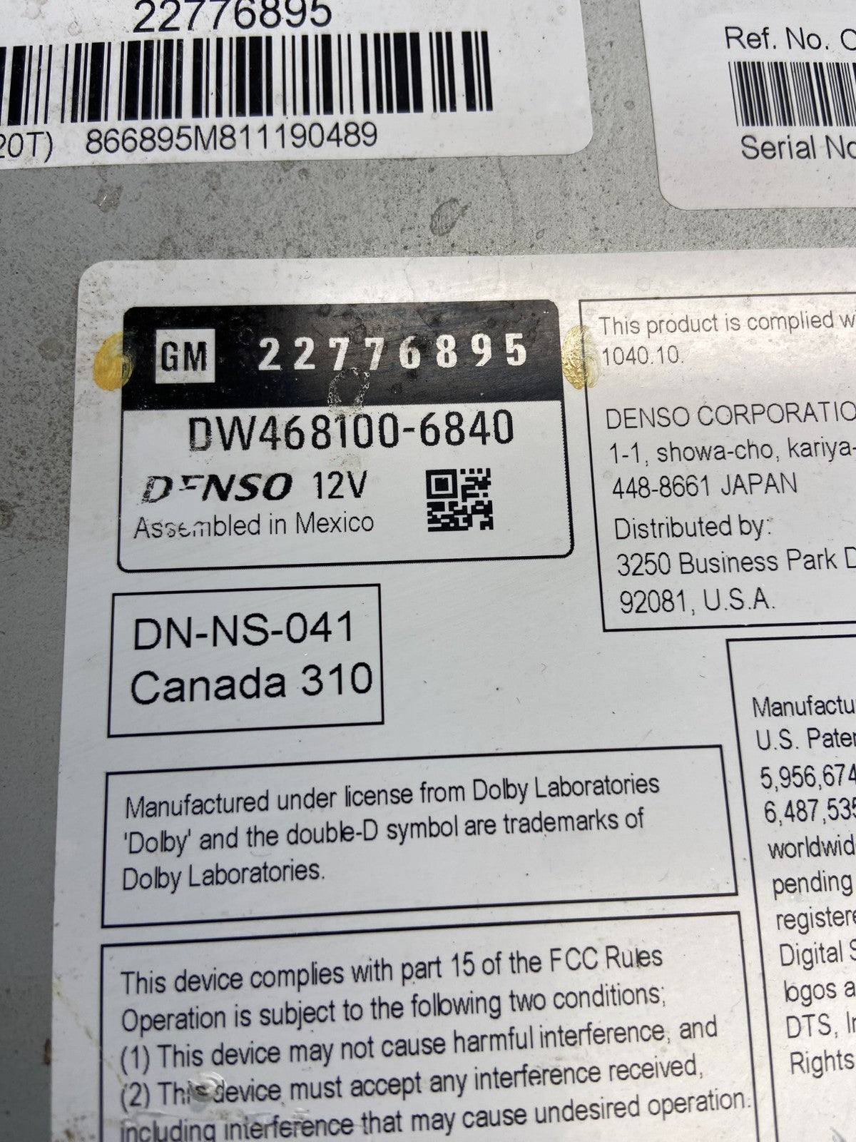 2007 to 2014 Chevrolet GMC Cadillac Radio Navigation Screen Display AH5133 DG5