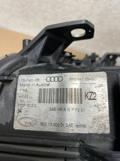 Xenon 2003 to 2006 Audi A4 Convertible Right Passenger RH Headlight AH9530 DW9