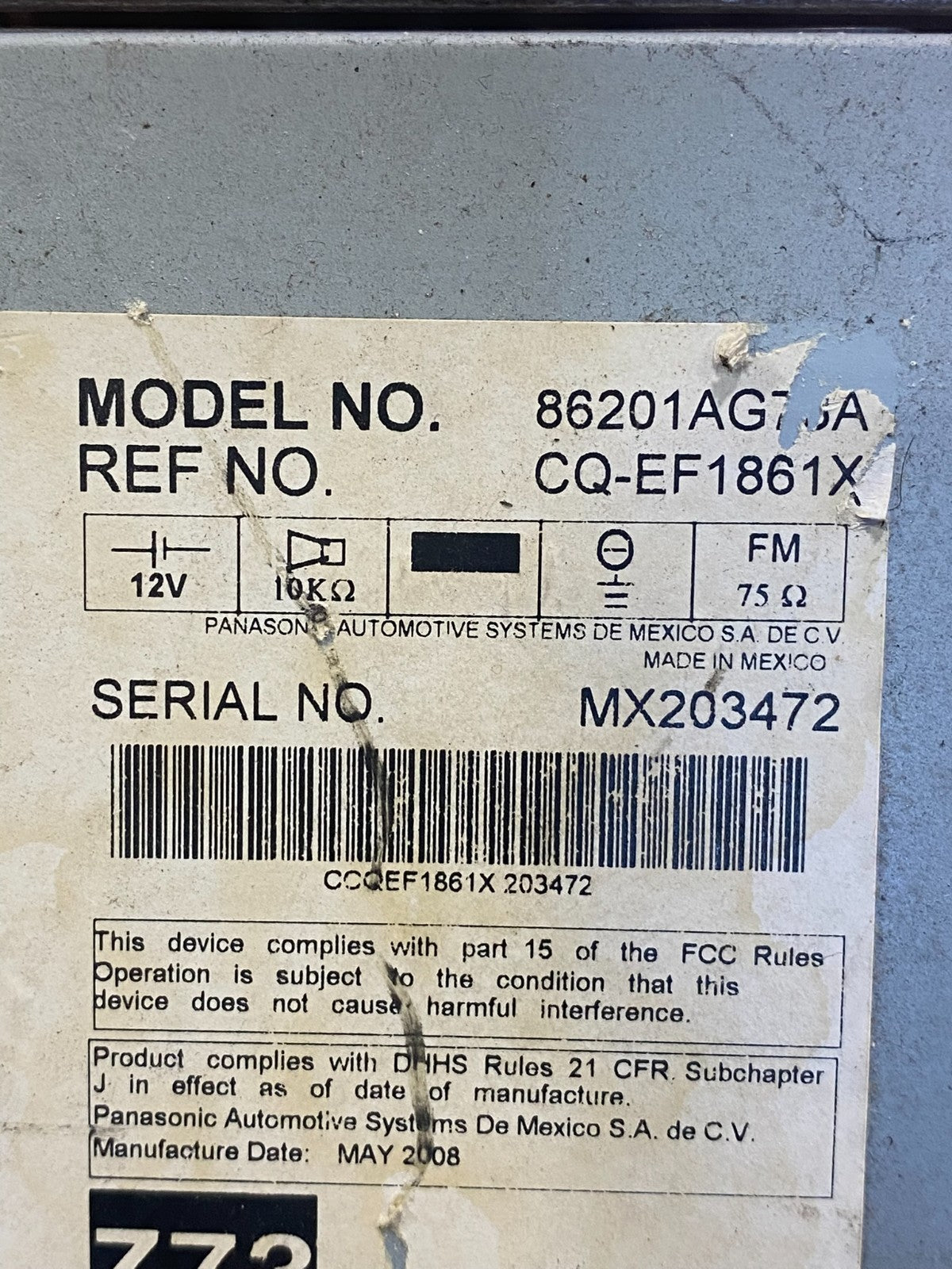 2007 2008 Subaru Legacy Outback Radio AC Heater Temperature Control Panel AC70846
