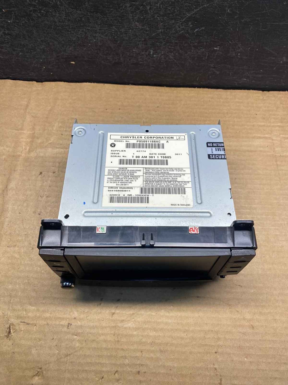 2011 to 2013 Jeep Grand Cherokee Media Satellite Radio Screen Display AD9825 DG3