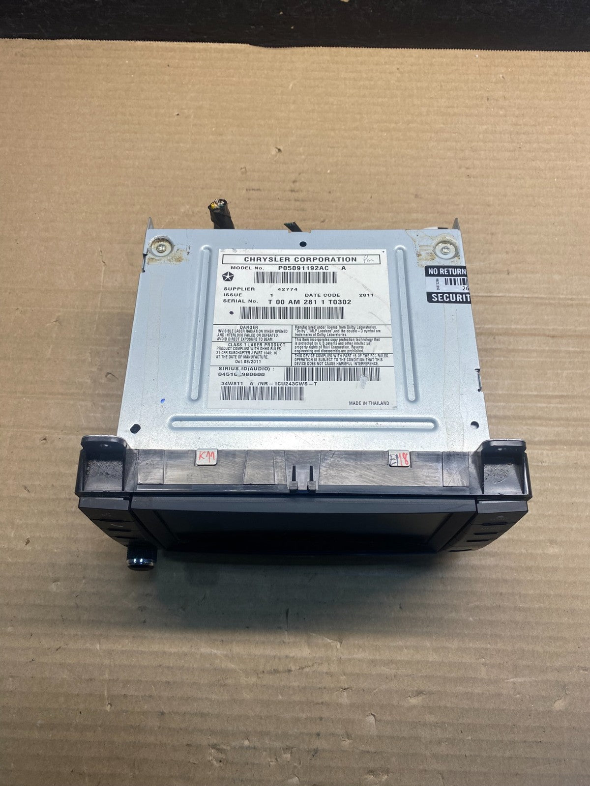 2011 2012 2013 Dodge Durango Navigation Radio Screen Display AF3858 DG4