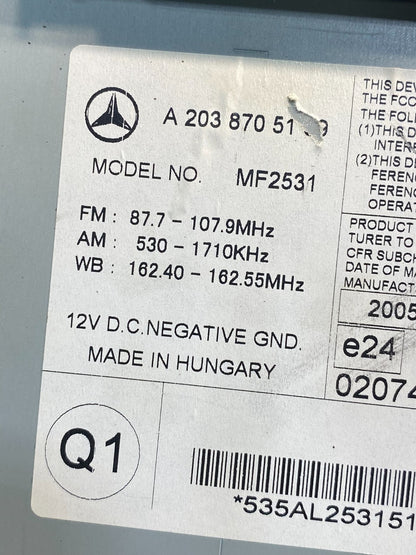 2005 2006 2007 Mercedes W203 C230 C240 Head Radio CD Player Stereo AD9518 DG6