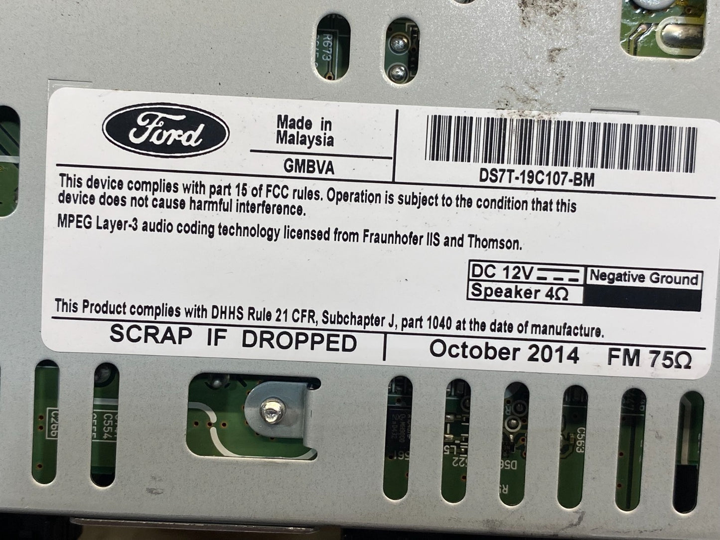 2013 2014 2015 Ford Fusion Radio Audio Receiver AM FM CD MP3 AG1888 DG6