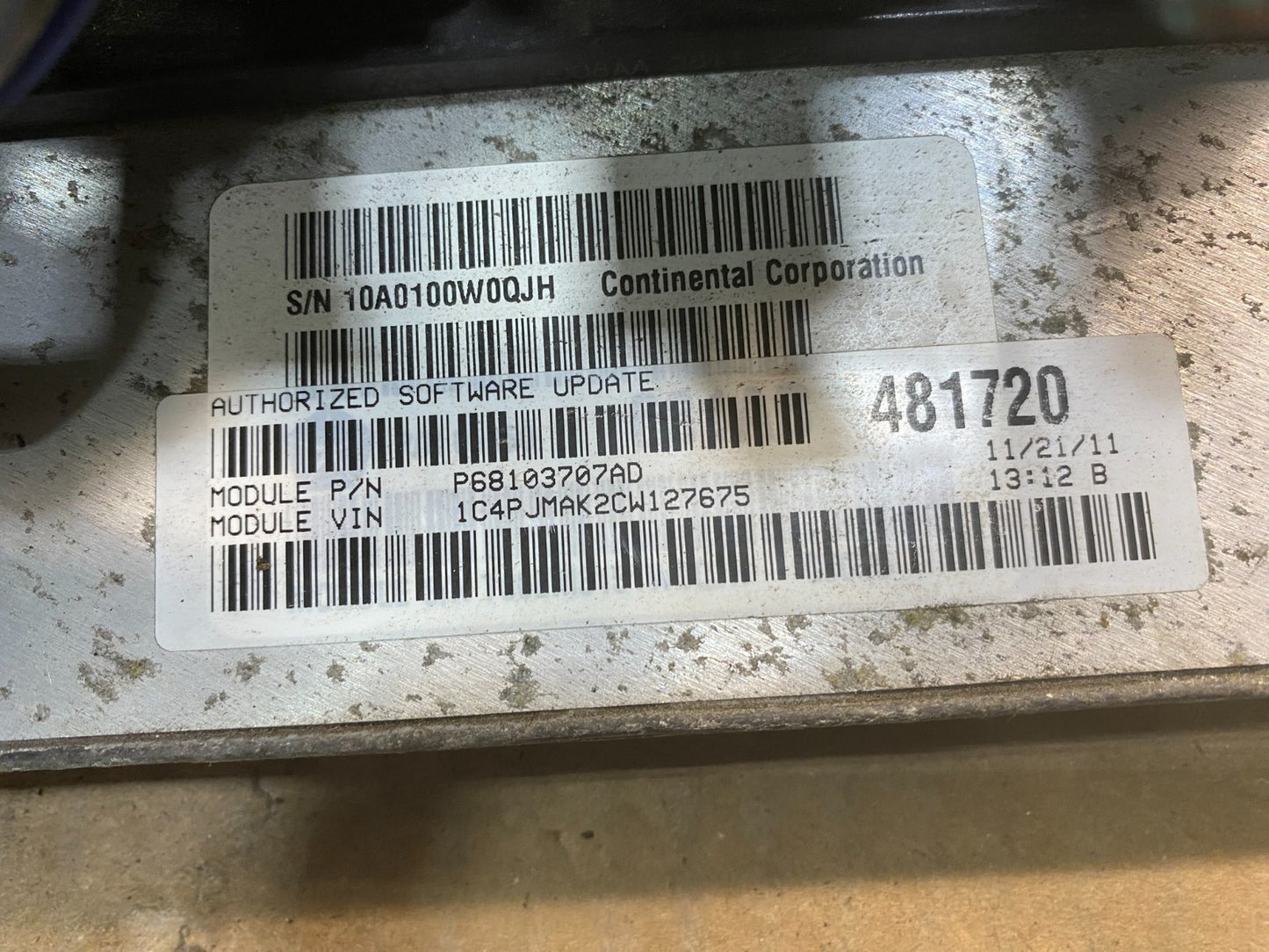 2012 Jeep Liberty 3.7L Engine Control Unit ECU ECM P68103707AD OEM AC0688 DG2