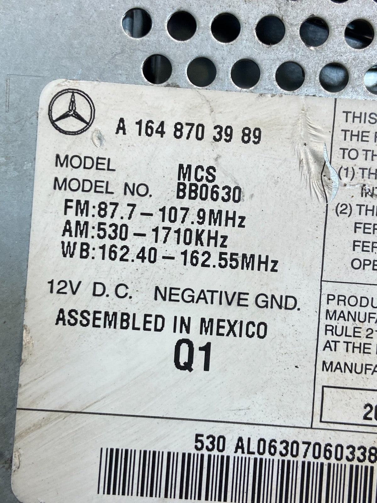2006 2007 2008 Mercedes ML350 GL450 Radio Navigation Screen Display ae4551 DG6