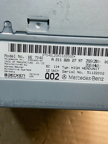 2005-2007 Mercedes-Benz S550 CLS550 Command Head Navigation Radio CD AE2583 DG6