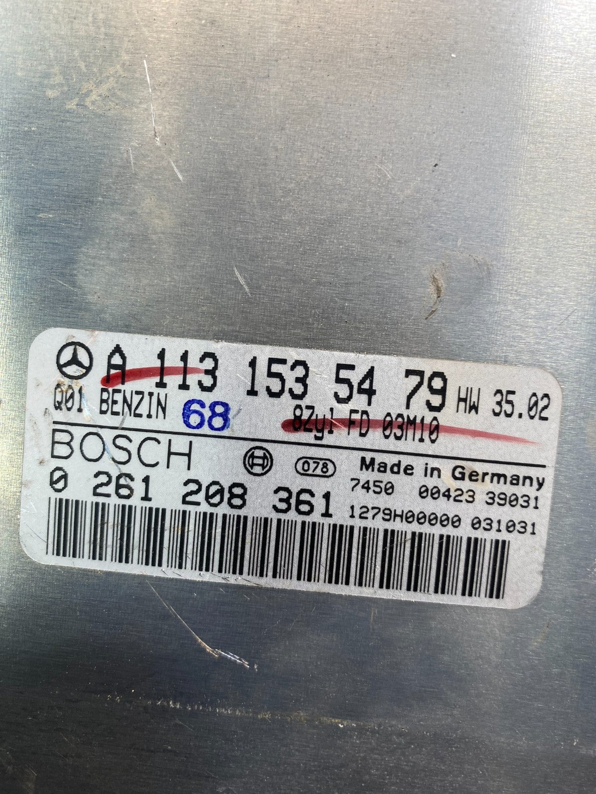 2003 2006 Mercedes R230 SL500 ECU ECM Engine Control Module AE7542 DW2