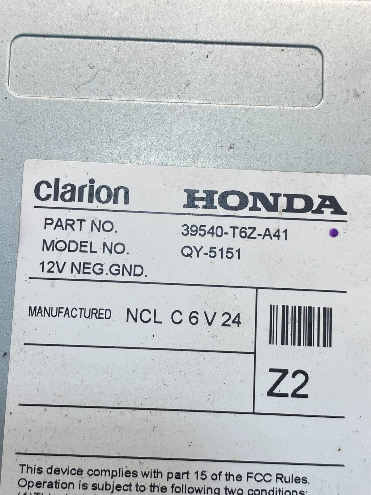 2017-2018 Honda Ridgeline AM FM Radio Screen Display Navi Air Vent AC7119 DG6