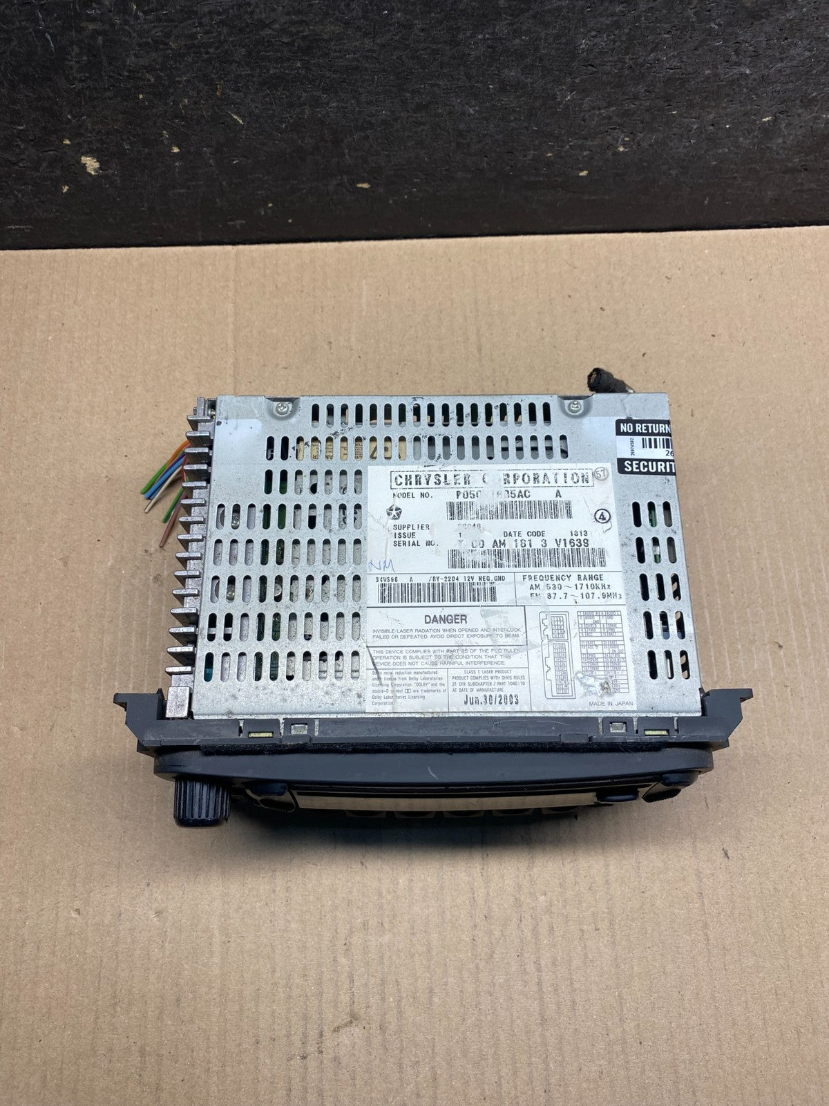 2002 to 2007 Jeep Dodge Chrysler Radio Stereo AM FM Cassete AI5321 PS3