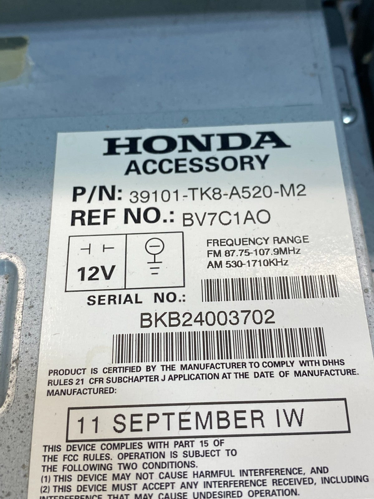 2011 to 2013 Honda Odyssey Radio AM/FM Control Panel AD3633 DG6