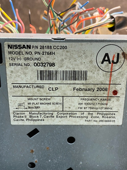 2006 - 2007 Nissan Murano AM FM Radio CD Climate Control Panel AI9926 DW6